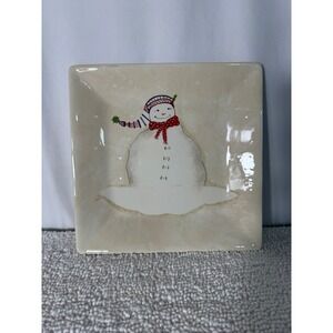 Oneida Square Plate Snowman Christmas Holiday Winter Festive Design‎